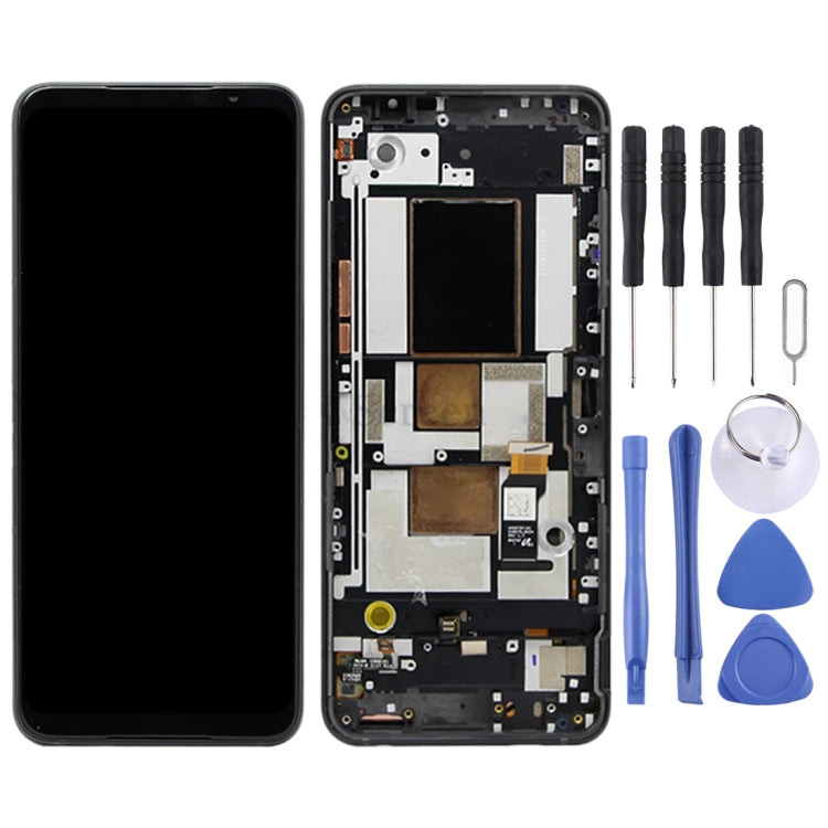 AMOLED Material LCD Screen and Digitizer Full Assembly with Frame for Asus ROG Phone 5 ZS673KS 1B048IN I005DB I005DA, For Asus ROG Phone 5