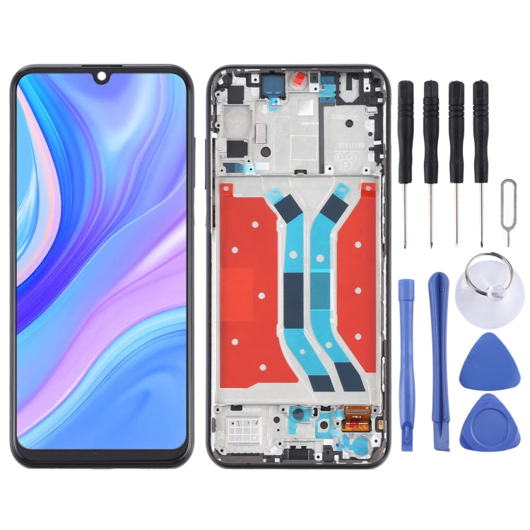 Schermo LCD e digitalizzatore assemblaggio completo con cornice per Huawei Y8p, For Huawei Y8p