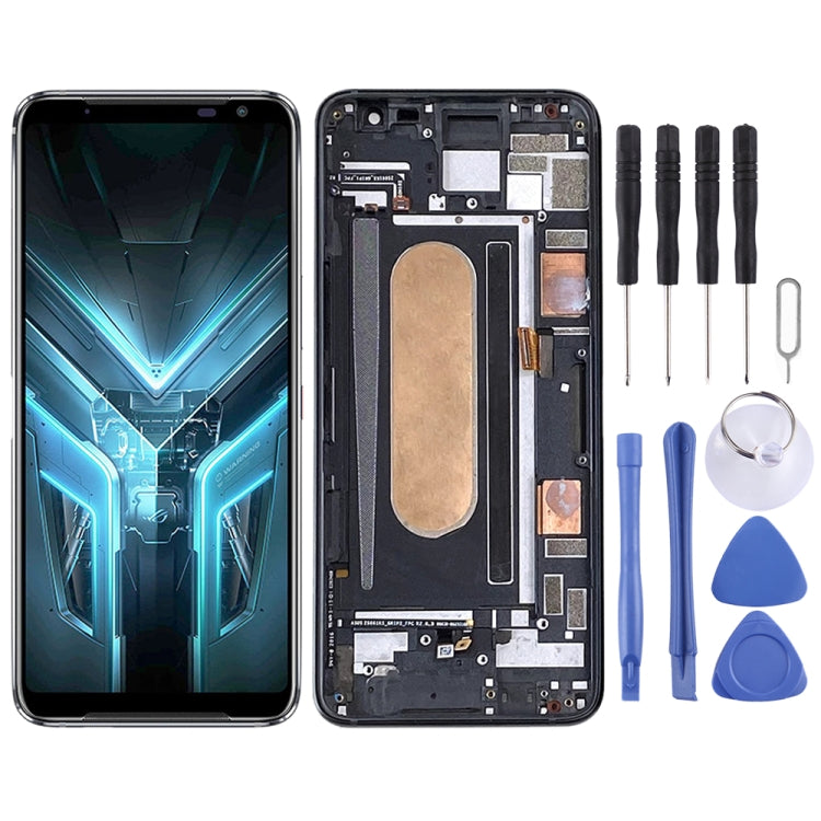 Schermo LCD in materiale OLED e digitalizzatore assemblaggio completo con cornice per Asus ROG Phone 3 ZS661KS I003DD, For Asus ROG Phone 3 ZS661KS I003DD