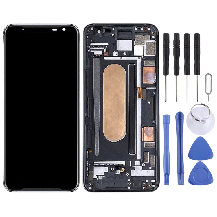 OLED Material LCD Screen and Digitizer Full Assembly with Frame for Asus ROG Phone 3 ZS661KS I003DD, For Asus ROG Phone 3 ZS661KS I003DD