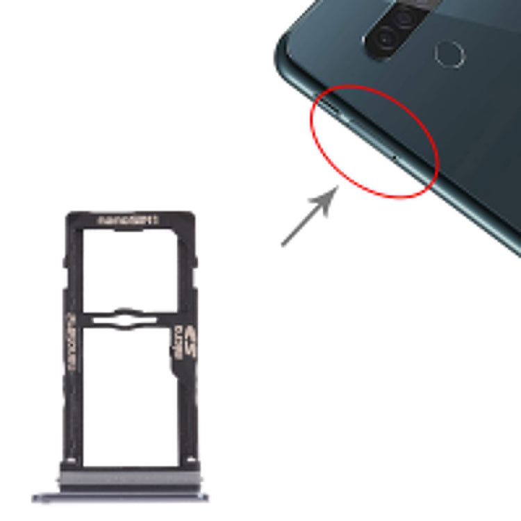 Nano SIM Card Tray + Nano SIM Card Tray/Micro SD Card Tray for LG G8S ThinQ LMG810, LM-G810, LMG810EAW, For LG G8S ThinQ