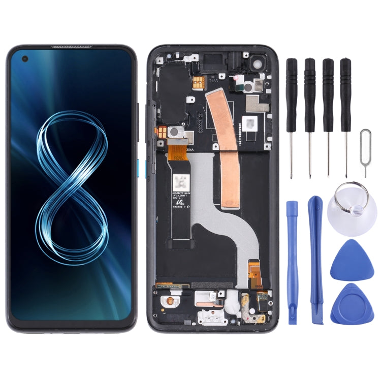 Schermo LCD in materiale AMOLED e digitalizzatore assemblaggio completo con cornice per Asus Zenfone 8 ZS590KS, For Asus Zenfone 8