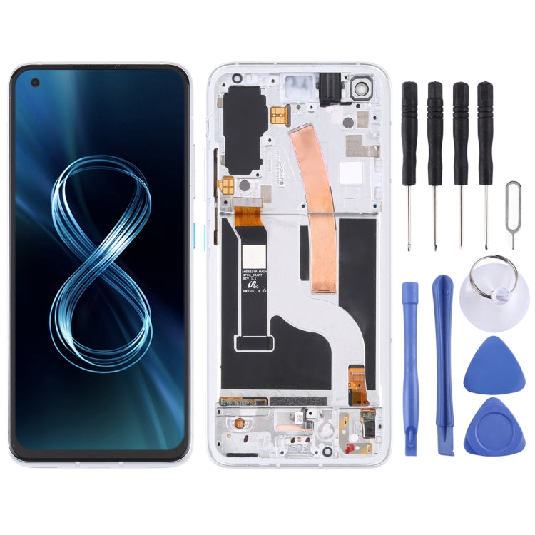 Schermo LCD in materiale AMOLED e digitalizzatore assemblaggio completo con cornice per Asus Zenfone 8 ZS590KS, For Asus Zenfone 8