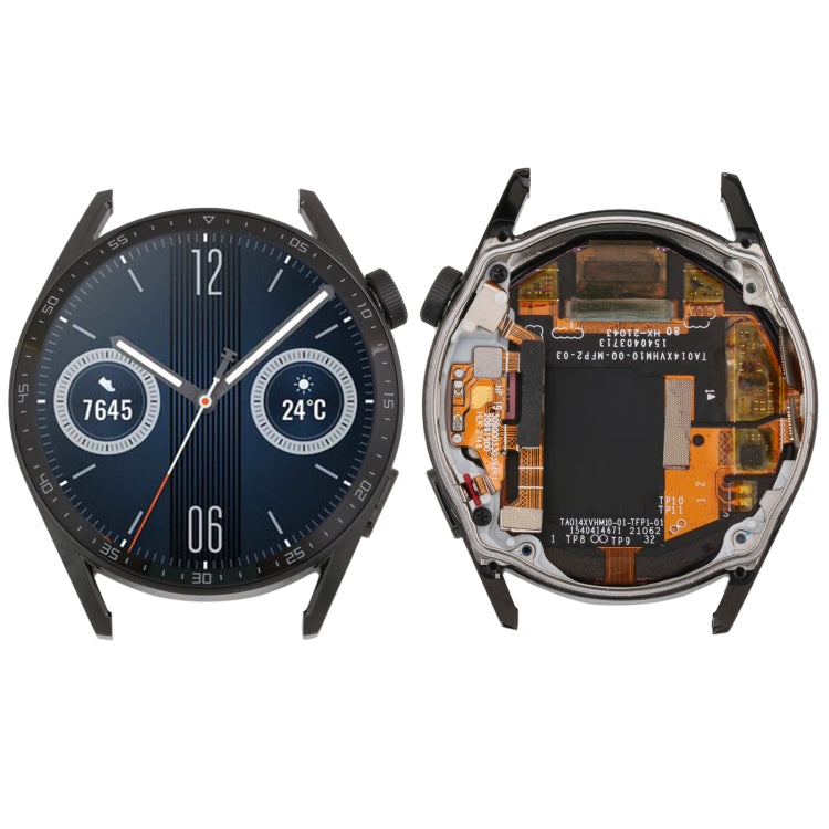 Edizione a doppio cavo Schermo LCD originale e digitalizzatore assemblaggio completo con telaio per Huawei Watch GT 3 46mm JPT-B19, For Huawei Watch GT 3 46mm(Black), For Huawei Watch GT 3 46mm(Silver)