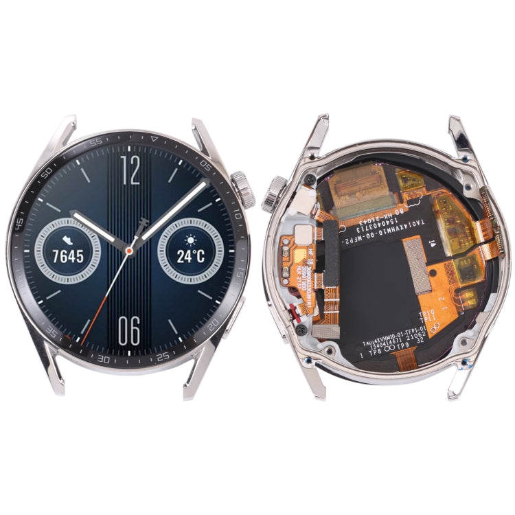 Edizione a doppio cavo Schermo LCD originale e digitalizzatore assemblaggio completo con telaio per Huawei Watch GT 3 46mm JPT-B19, For Huawei Watch GT 3 46mm(Black), For Huawei Watch GT 3 46mm(Silver)