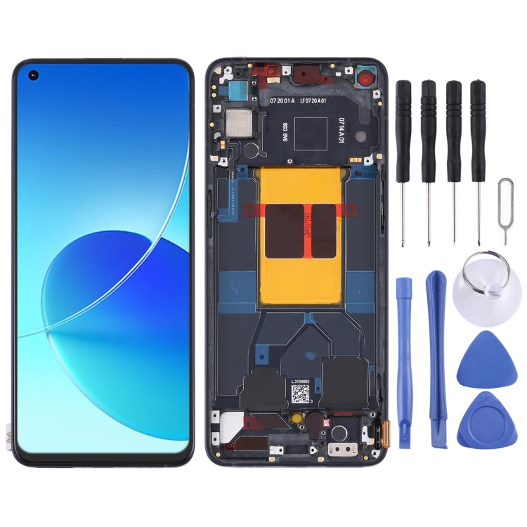 Schermo LCD originale e digitalizzatore assemblaggio completo con telaio per OPPO Reno6 5G PEQM00 CPH2251, For OPPO Reno6 5G