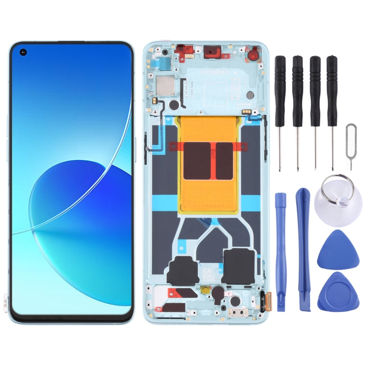 Schermo LCD originale e digitalizzatore assemblaggio completo con telaio per OPPO Reno6 5G PEQM00 CPH2251, For OPPO Reno6 5G