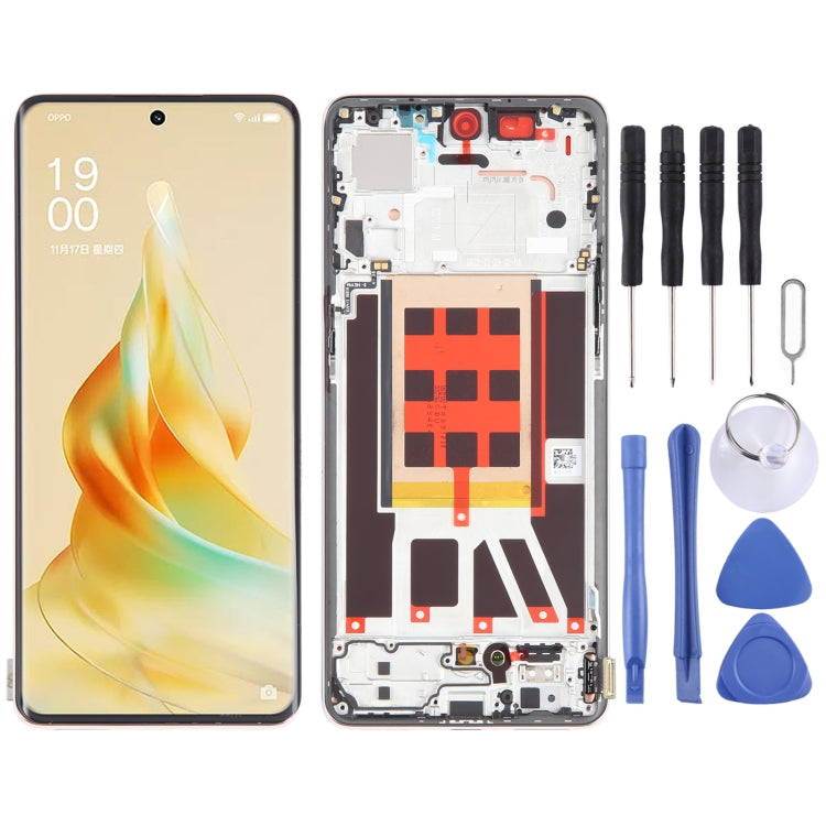 Schermo LCD originale per OPPO Reno9 Pro Digitizer Assemblaggio completo con cornice, For OPPO Reno9 Pro