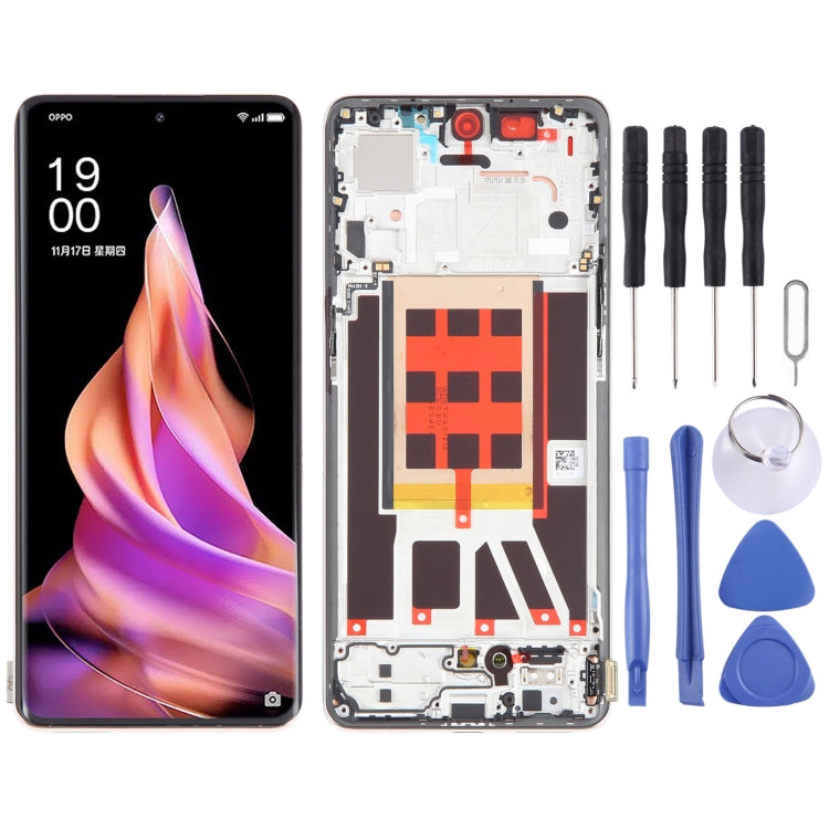 Schermo LCD originale per OPPO Reno9 Digitizer Assemblaggio completo con cornice, For OPPO Reno9