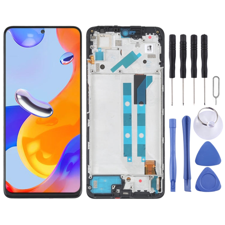 Original AMOLED LCD Screen for Xiaomi Redmi Note 11 Pro 4G / Redmi Note 11E Pro 5G / Poco X4 Pro 5G / Redmi Note 11 Pro+ 5G India Digitizer Full Assembly with Frame