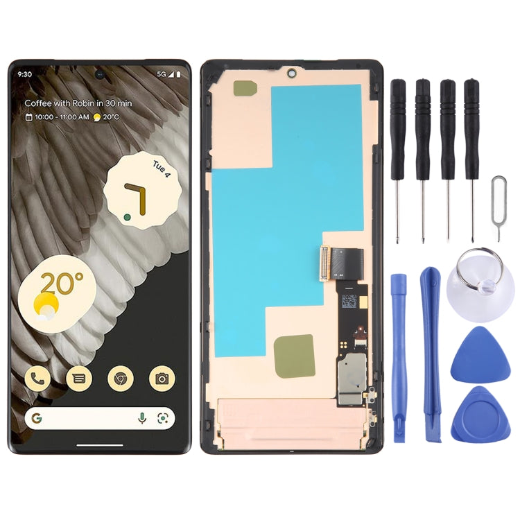 AMOLED LCD Screen for Google Pixel 7 Pro GV4BC GE2AE Digitizer Full Assembly with Frame, For Google Pixel 7 Pro(Original)