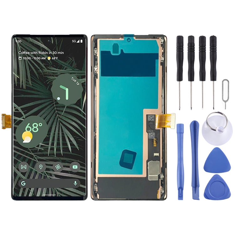 Schermo LCD in materiale OLED per digitalizzatore Google Pixel 6 Pro G8VOU assemblaggio completo con cornice, Google Pixel 6 Pro