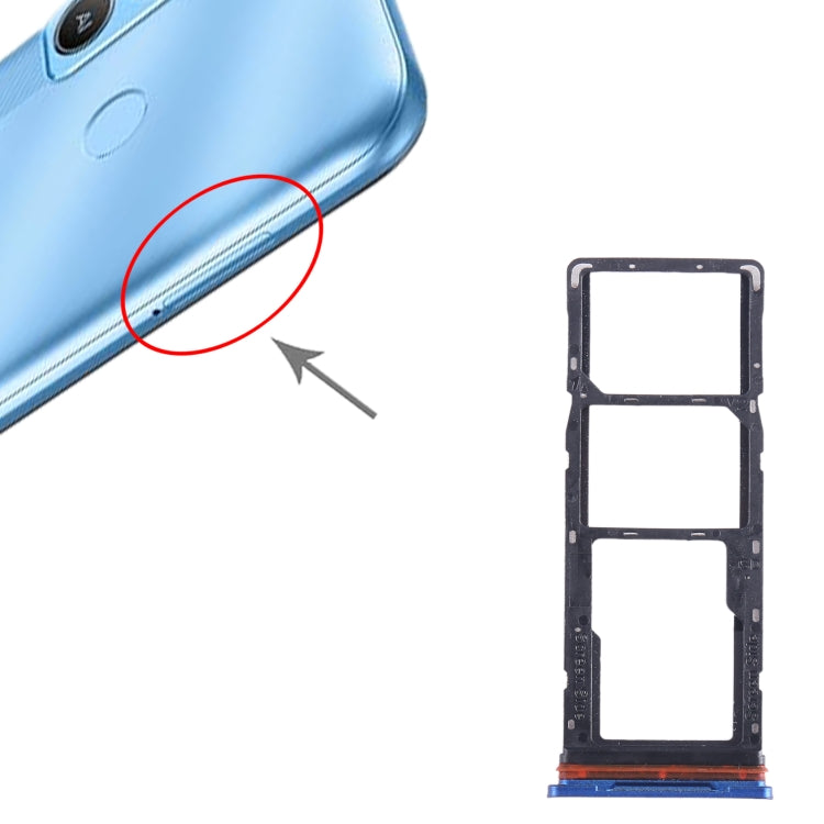 For Tecno Pop 5 LTE SIM Card Tray + SIM Card Tray + Micro SD Card Tray, For Tecno Pop 5 LTE, For Tecno Pop 5 LTE (Baby Blue)