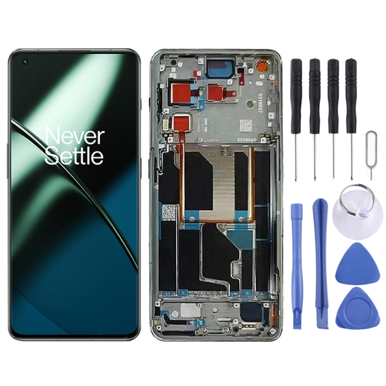 For OnePlus 11 PHB110 CPH2449 CPH2447 Original AMOLED LCD Screen Digitizer Complete Assembly with Frame, For OnePlus 11(Original), For OnePlus 11(Green), For OnePlus 11(Gold)