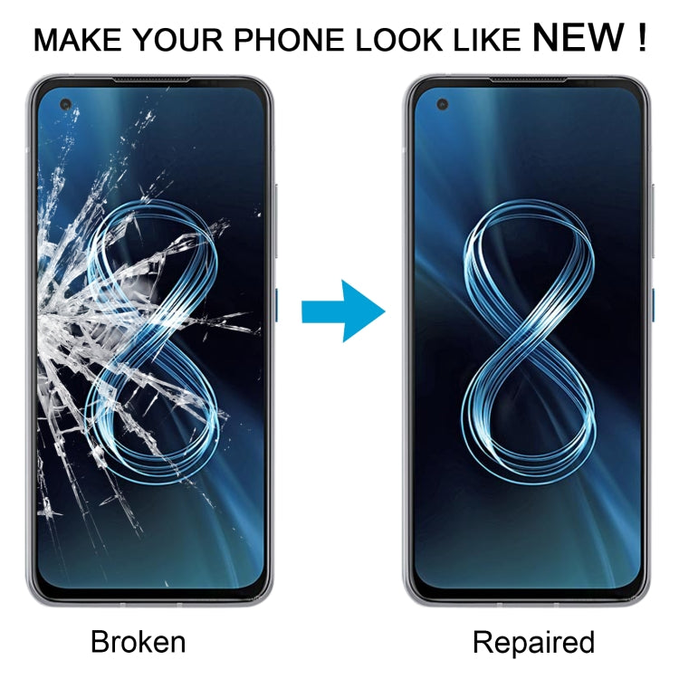 Per Asus Zenfone 8 8Z ZS590KS I006D Schermo Frontale Lente in Vetro Esterno con Adesivo OCA Otticamente Trasparente, For Asus Zenfone 8 8Z