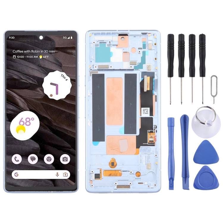 For Google Pixel 7A G82U8 OLED LCD Screen Digitizer Complete Assembly with Frame, For Google Pixel 7A(Blue), For Google Pixel 7A