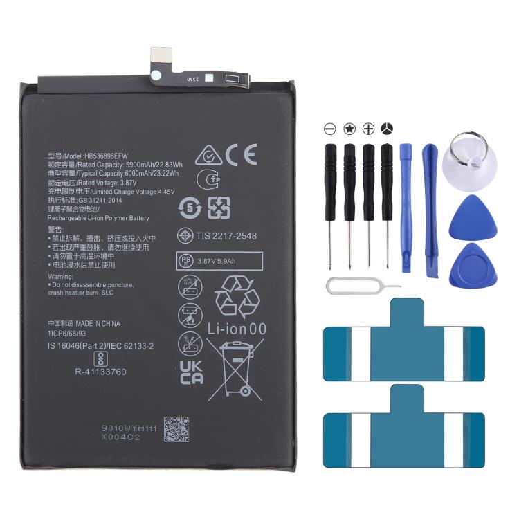 Per Huawei Nova Y70 HB536896EFW 5900mAh Batteria ai polimeri di litio di ricambio, For Huawei Nova Y70