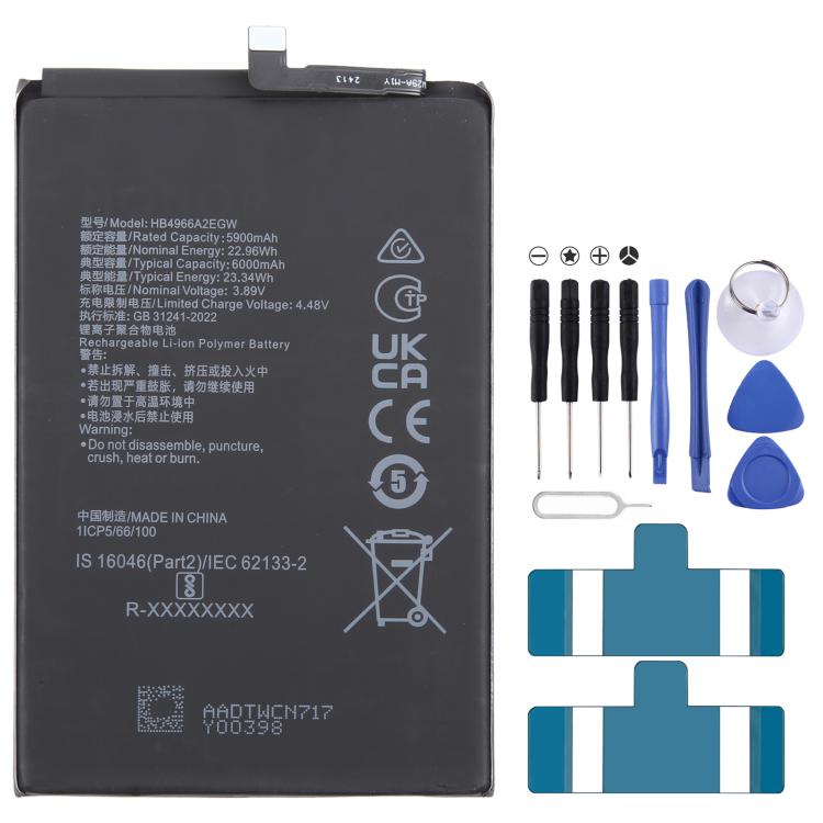 Per Honor 90 Smart HB4966A2EGW 5900mAh Batteria ai polimeri di litio di ricambio, For Honor 90 Smart