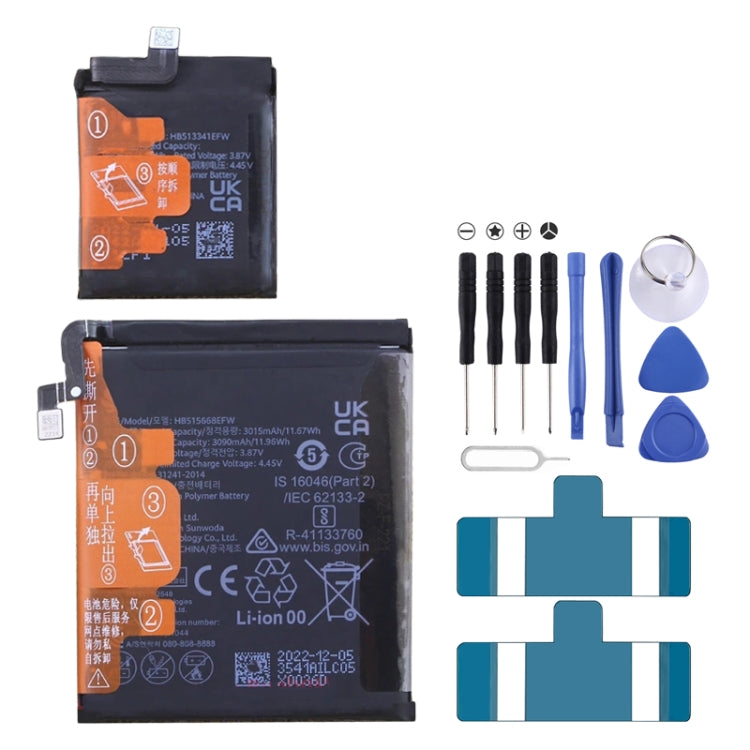 Sostituzione batteria per Huawei P50 Pocket BAL-AL00 / Pocket S BAL-AL60 HB515668EFW HB513341EFW, For Huawei P50 Pocket