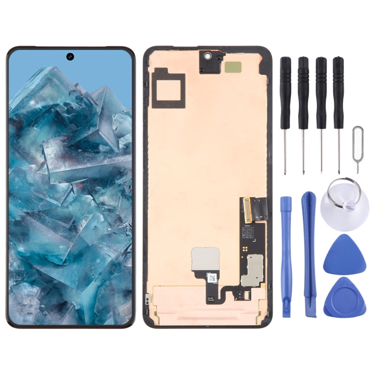 For Google Pixel 8 Pro GC3VE G1MNW Original AMOLED LCD Screen Digitizer Full Assembly with Frame/Fingerprint Sensor Flex Cable, For Google Pixel 8 Pro (Original with Fingerprint Cable)