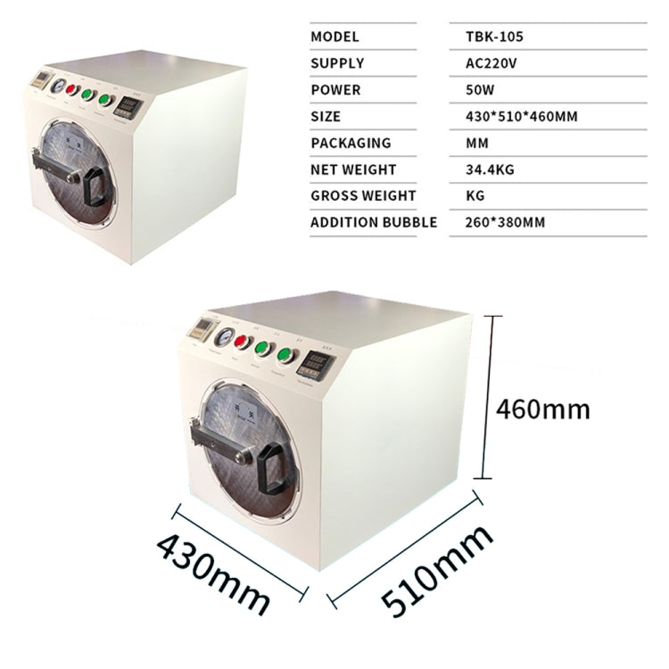 TBK-105 Macchina per la rimozione delle bolle Macchina per la deaerazione dell'attrezzatura per la riparazione dello schermo LCD, TBK-105