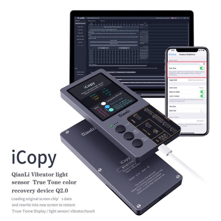 Programmatore di riparazione del colore originale dello schermo LCD Qianli iCopy Plus 3 in 1 per iPhone, 3 in 1 For iPhone 6-12 Series