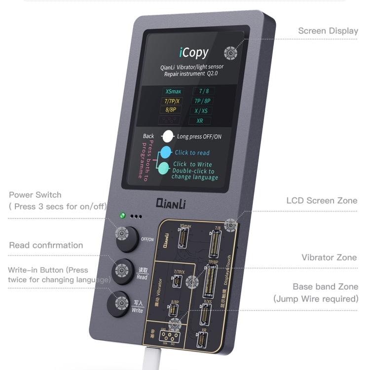 Programmatore di riparazione del colore originale dello schermo LCD Qianli iCopy Plus 3 in 1 per iPhone, 3 in 1 For iPhone 6-12 Series