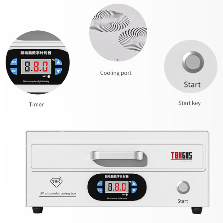 TBK 605 Mini UV Curing Lamp 100W UV Curing Box with 48 LED Curved Surface Screen, UK Plug, US Plug, AU Plug, EU Plug