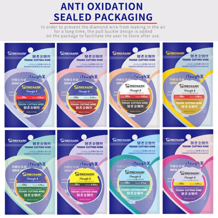 MECCANICO iTough X 200M Filo da taglio per schermo OLED LCD da 0,1 mm, MECHANIC 0.1MM 200M