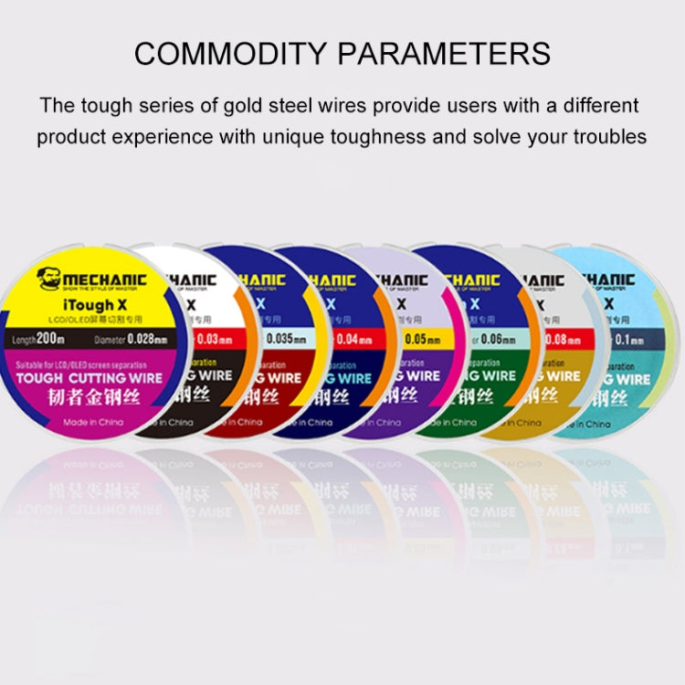 MECCANICO iTough X 200M Filo da taglio per schermo OLED LCD da 0,1 mm, MECHANIC 0.1MM 200M