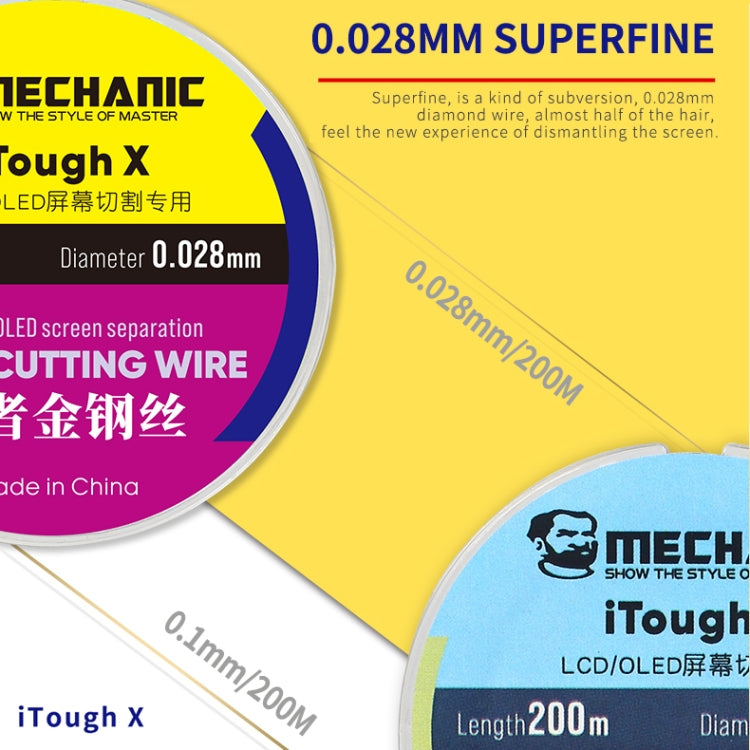 MECCANICO iTough X 200M Filo da taglio per schermo OLED LCD da 0,1 mm, MECHANIC 0.1MM 200M