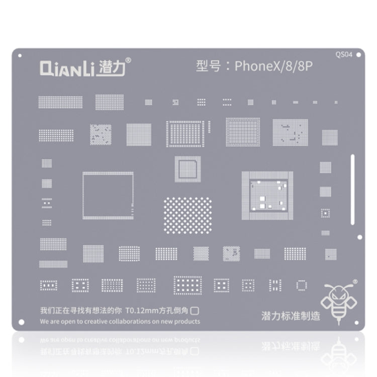 Qianli QS04 Bumblebee Stencil BGA Reballing Planting Tin Plate per iPhone X/8/8 Plus, For iPhone X/8/8 Plus