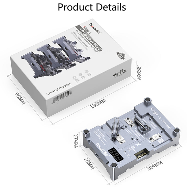 Qianli iCopy-S Double-Sided Chip Test Bench 4 in1 Non-Removable Logic Baseband EEPROM Chip for iPhone X / XS / XR / XS Max, For iPhone X / XS / XR / XS Max