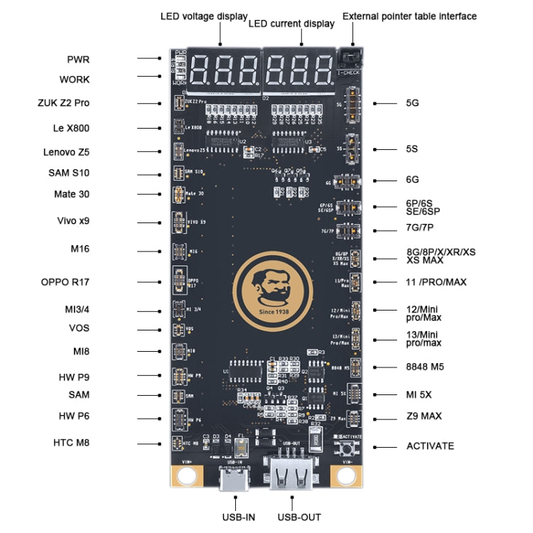 Mechanical Battery Activation Detection Board BA27 for iPhone 5-13 Pro Max / Android Phone, Mechanic BA27