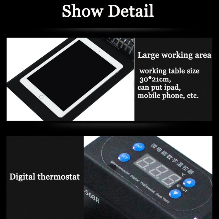 TBK-568R 220V Vacuum LCD Thermostat Touch Screen Glass Separator Machine with Multifunctional Storage Box,TBK-568R