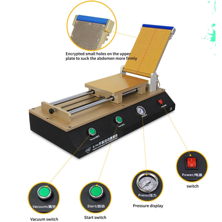 TBK-766 12 inch Tablet Automatic OCA Laminating Machine Polarizer Film Laminating Machine for LCD Repair Built-in Vacuum Pump, TBK-766