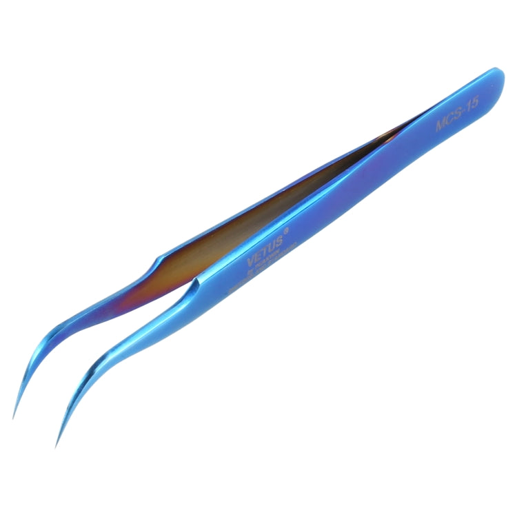 Vetus MCS-15 curved tweezers bright blue, Vetus MCS-15