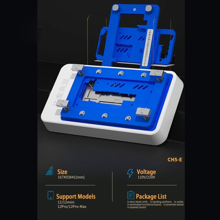 Piattaforma di saldatura a strati del preriscaldatore del riscaldatore della scheda madre MiJing CH5 per la serie iPhone 12, spina europea, MiJing CH5 (EU Plug), MiJing CH5 (US Plug)