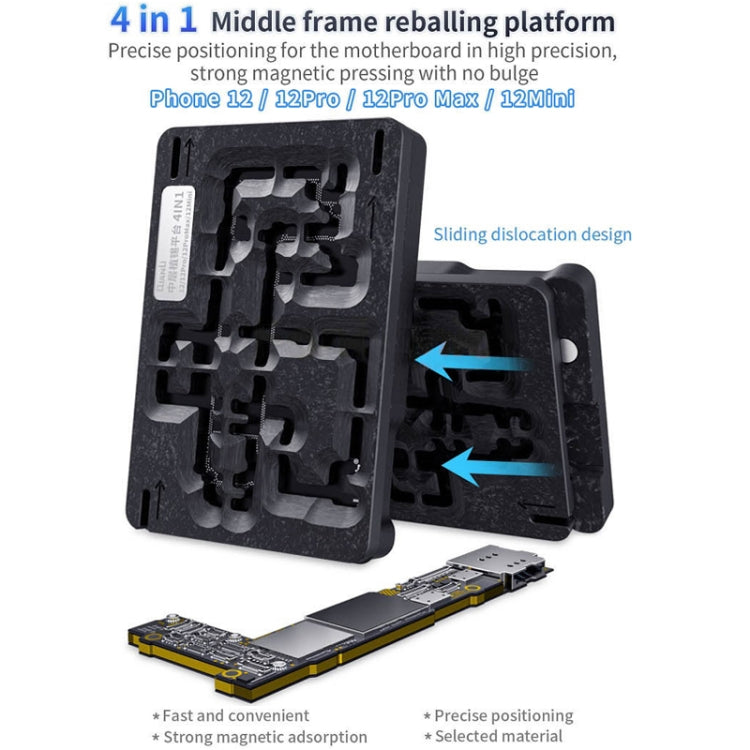 Piattaforma Reballing Qianli 4 in 1 con telaio centrale per iPhone 12/12 Pro/12 Mini/12 Pro Max, For iPhone 12 / 12 Pro / 12 Mini / 12 Pro Max