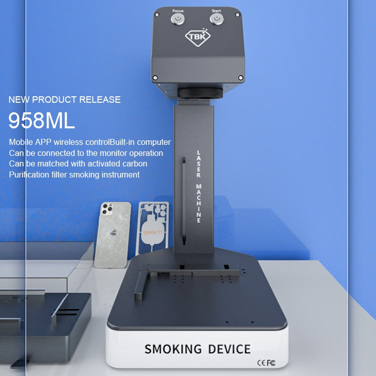 TBK-958ML with Smoking Device Auto Focus Laser Marking Engraver Repair Machine,TBK-958ML