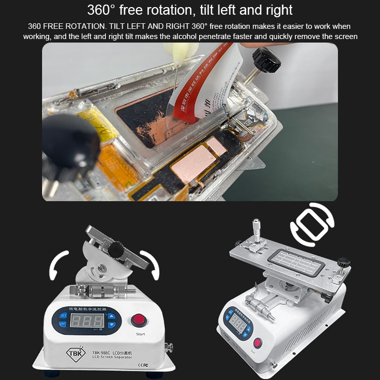 Dispositivo di rimozione del telaio centrale del separatore rotante LCD TBK 988C, TBK 988C