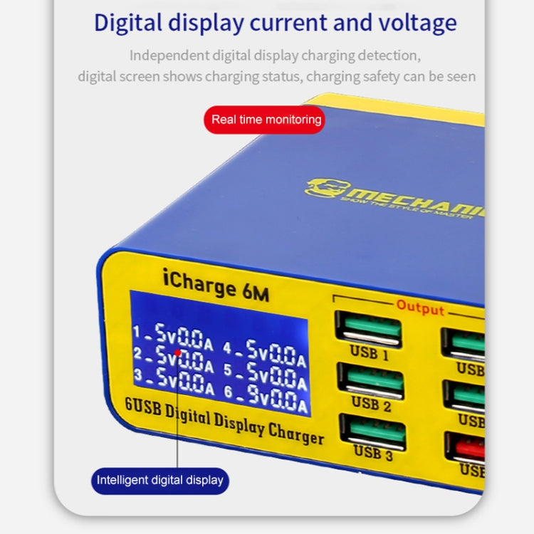 icharge 6M QC 3.0 Mechanical USB Smart Charger Stand Fast Charging with LCD Display, EU Plug, icharge 6M