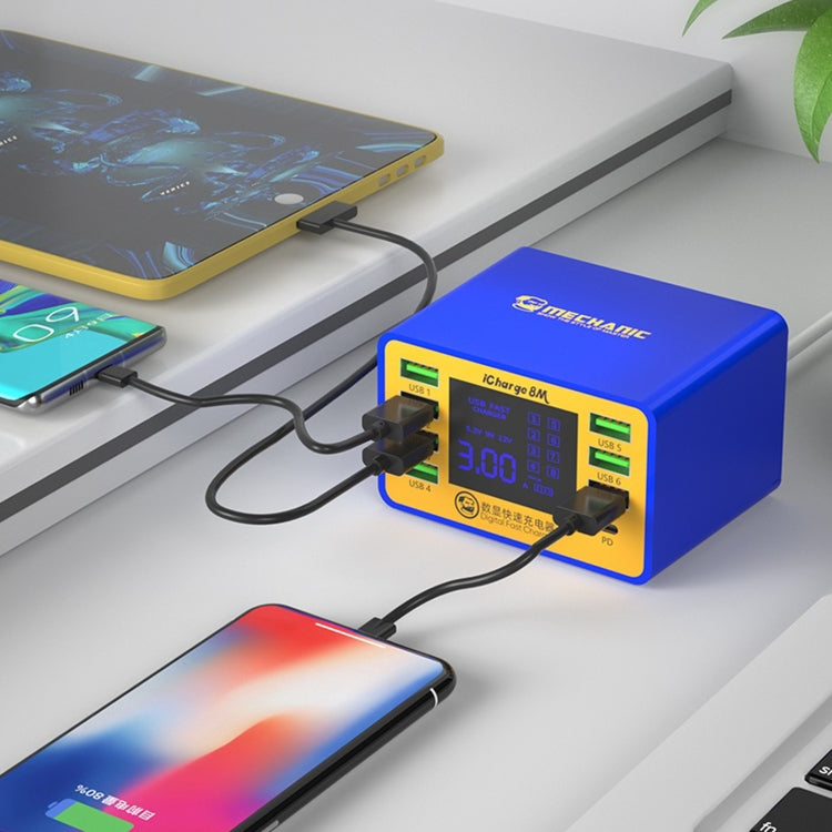 Meccanico icharge 8M QC 3.0 Caricatore intelligente USB Supporto ricarica rapida con LCD, spina europea, icharge 8M