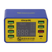 Meccanico icharge 8M QC 3.0 Caricatore intelligente USB Supporto ricarica rapida con LCD, spina europea, icharge 8M