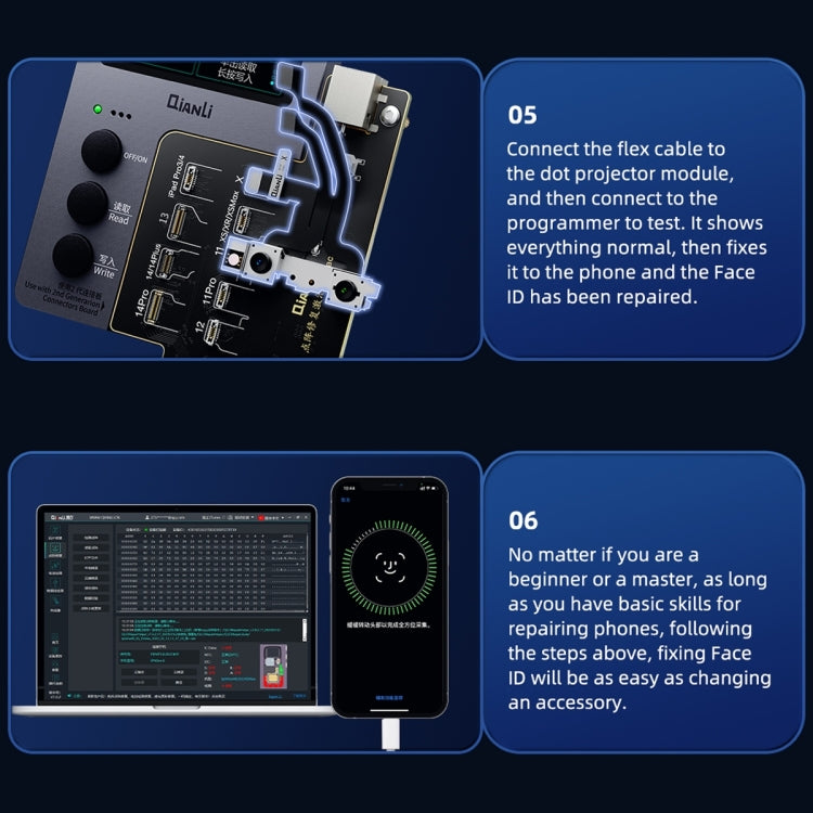 Scheda specializzata per il recupero e l'attivazione di Face ID QianLi iCopy Plus per iPhone serie da X a 14, ID Recovery Activation Module