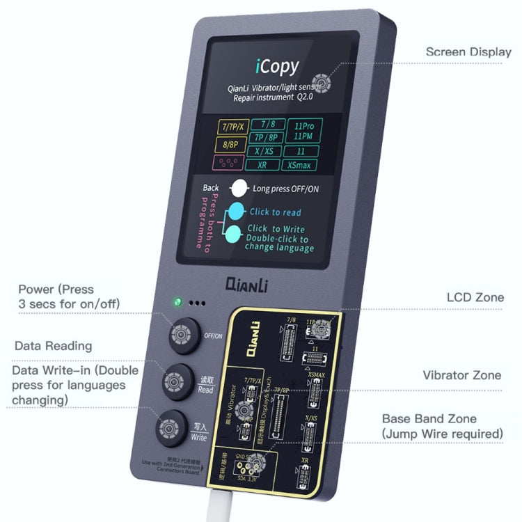 For iPhone 6 - 14 Pro Max 5 in 1 Qianli iCopy Plus 2.2 Repair Detection Programmer Set, Plug: US, 5 in 1, Plug: EU, 5 in 1, Plug: US