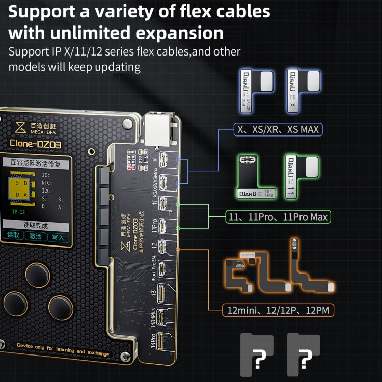 MEGA-IDEA Clone DZ03 Battery Activation and Face ID Dot Matrix Programmer for iPhone 8-14 Pro Max, Plug: USA, SPT0648A, SPT0648B