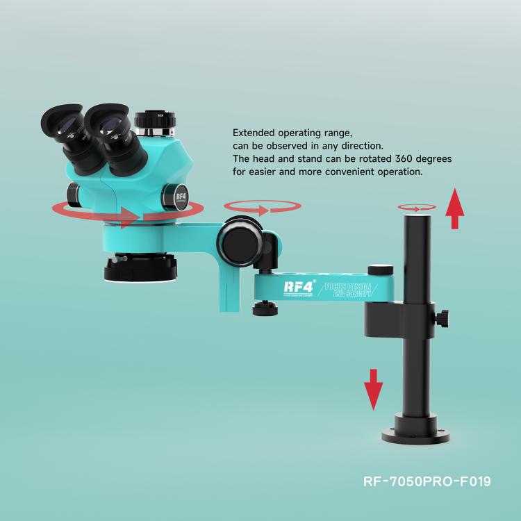 Microscopio telescopico universale RF4 RF7050PRO-FO19 con sollevamento e rotazione a 360 gradi e cuscinetto in silicone., RF7050PRO-FO19