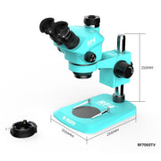 Microscopio trinoculare RF4 RF-7050TV con zoom continuo 7X-50X e messa a fuoco sincrona, ideale per la riparazione di telefoni cellulari., RF-7050TV