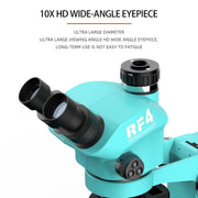 Microscopio trinoculare RF4 RF-7050TV con zoom continuo 7X-50X e messa a fuoco sincrona, ideale per la riparazione di telefoni cellulari., RF-7050TV